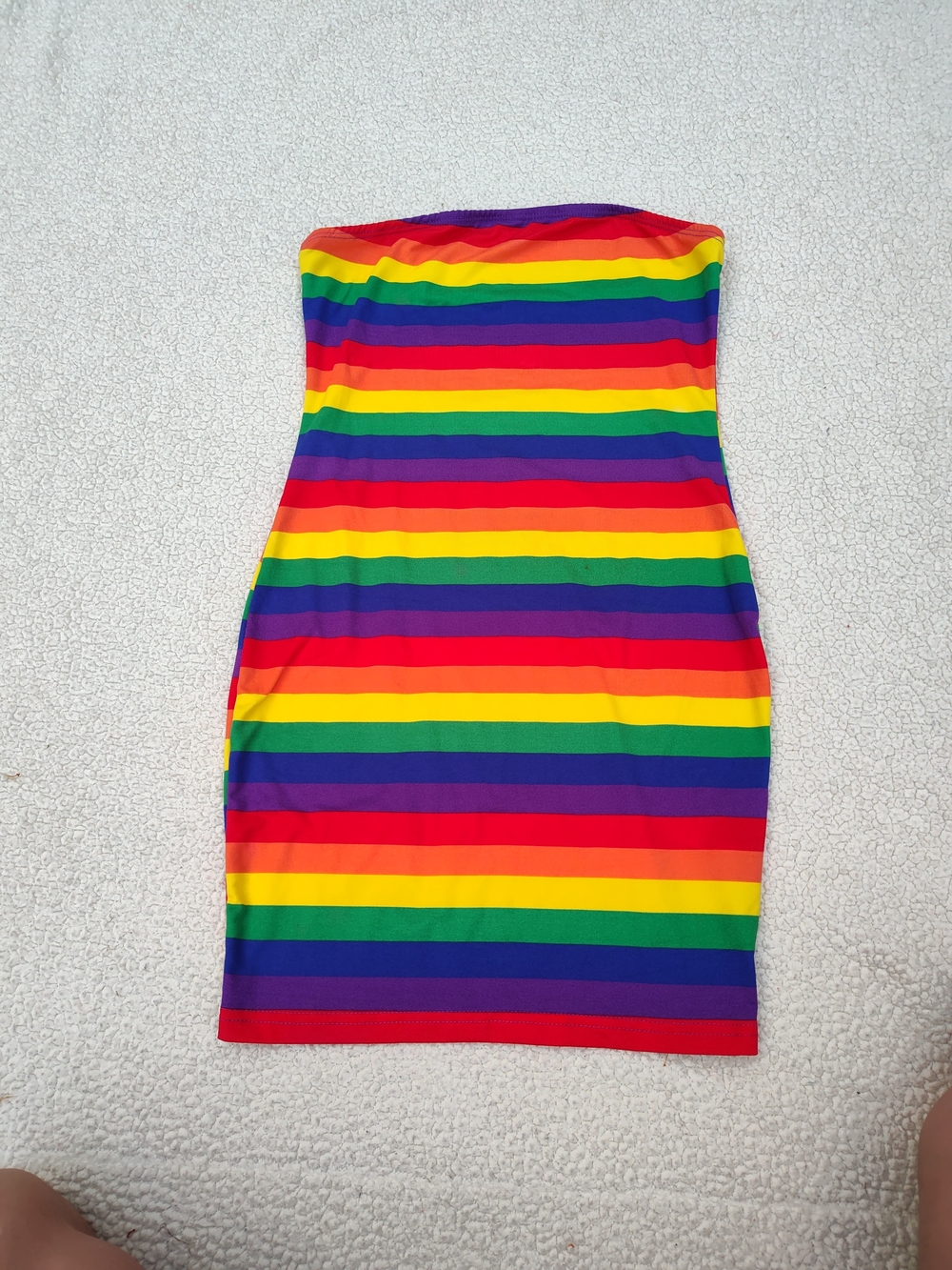 SHEIN Multicolor Rainbow Strapless Bodycon Dress